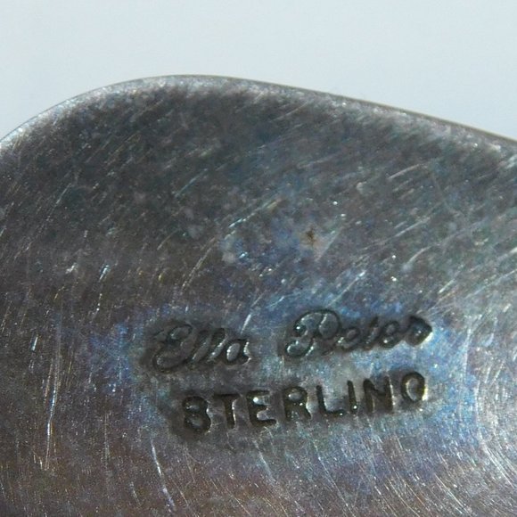 Ella Peter Sterling Silver Navajo Teardrop Pendant With Obsidian Cabochon - Picture 5 of 5